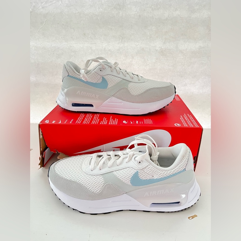 Nike Air Max White and Light Blue Athletic Shoes